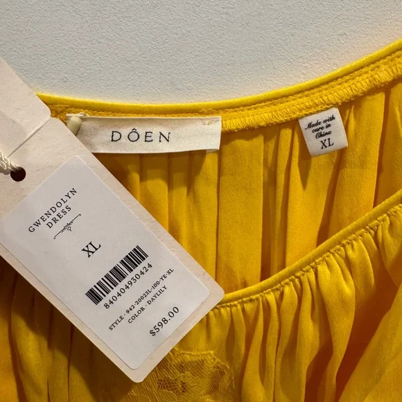 NWT Doen Gwendolyn yellow silk maxi dress in Daylily - Picture 7 of 10